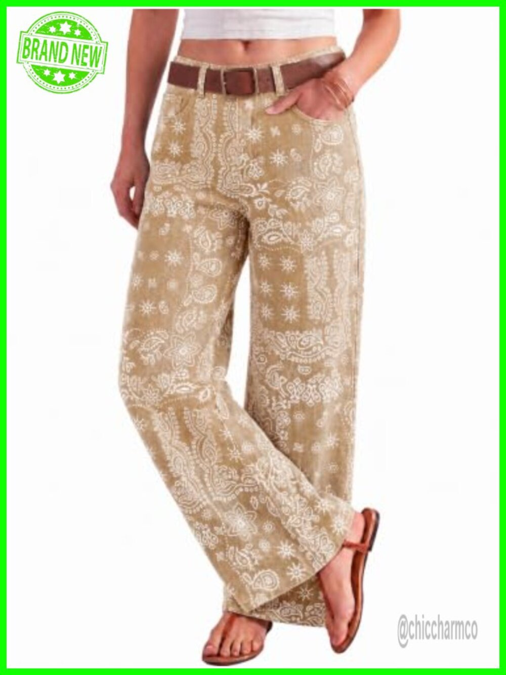 Tankaneo Womens Boyfriend Baggy Jeans Boho Wide Leg High Waist Denim Pants